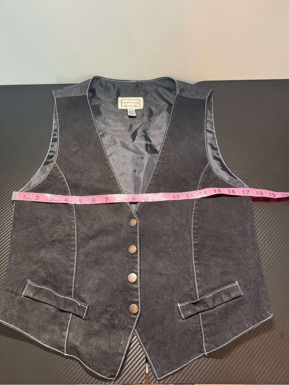 Vintage In Charge Black Leather Suede Western Moto Vest Biker Chic S Petite - Picture 8 of 9